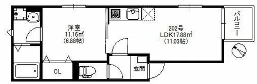 メゾンソレイユ南福岡【2階】の間取り