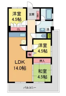 宝塚コートハイツ【401号室】の間取り