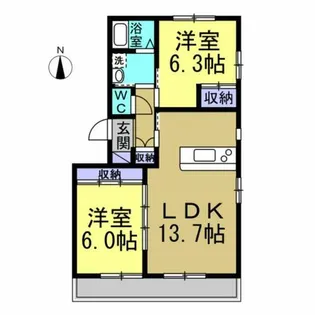 グロワール B棟【1階】の間取り