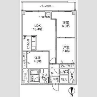 円山パークハイツ【7階】の間取り