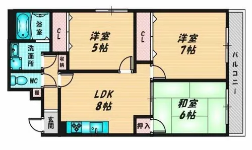 ニシシンヴィレッジ棟A【2階】の間取り