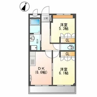 ハッピーヴィラ神野々【2階】の間取り