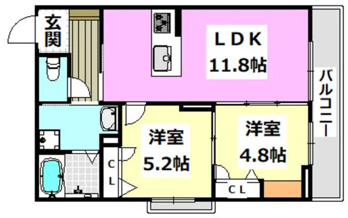 Cuorell【302号室】の間取り