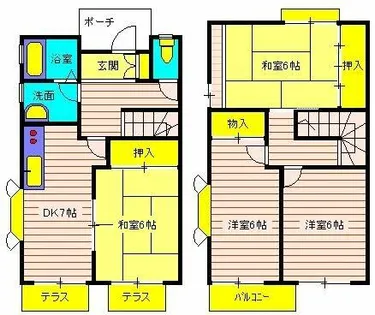 兵庫県神戸市垂水区つつじが丘5丁目【テラスハウス】の間取り