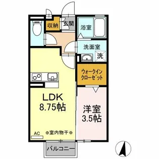1LDKの間取り画像