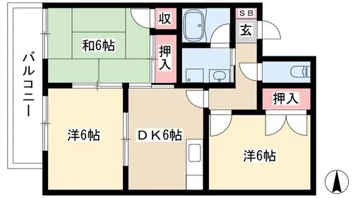 寺山パークハイツ【4階】の間取り