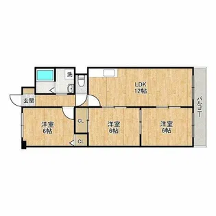 ヴィラスリースター住之江【7階】の間取り
