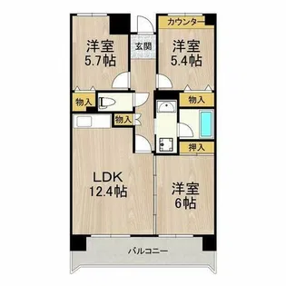 ボヌール御崎【3階】の間取り