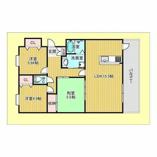 ウイング旭ヶ丘【4階】の間取り