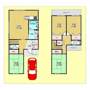 大阪府豊中市原田元町1丁目【一戸建】の間取り
