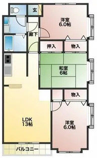 ユトリロキャッスル【3-A号室】の間取り