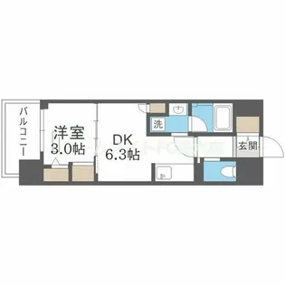 アーバネックス大阪天満宮Ⅱ【6階】の間取り