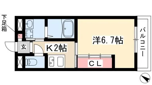 リシュドール伝馬【1201号室】の間取り