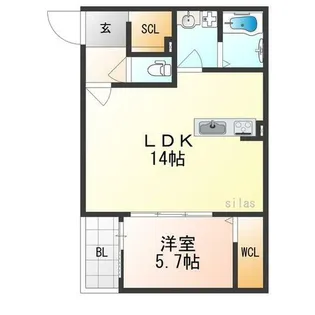 クレア法善寺【3階】の間取り