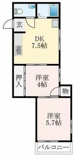 大阪府羽曳野市恵我之荘4丁目【アパート】の間取り
