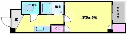 ベルフレージュ北堀江【9階】の間取り