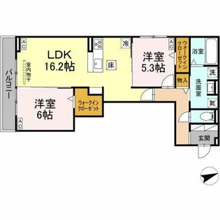 ルヴィータ広瀬【103号室】の間取り