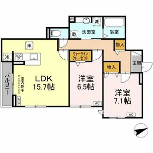 ルヴィータ広瀬【105号室】の間取り