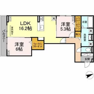 ルヴィータ広瀬【203号室】の間取り