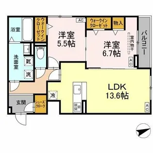 ルヴィータ広瀬【302号室】の間取り