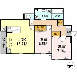 ルヴィータ広瀬【305号室】の間取り