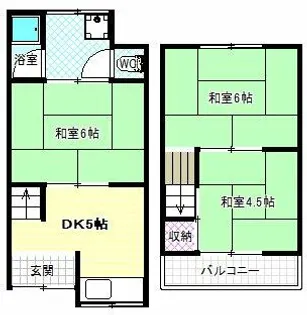 大阪府松原市西野々2丁目【テラスハウス】の間取り