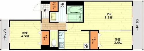 ファーストフィオーレ難波南アルマ【12階】の間取り