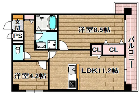 光栄ハイツ高槻【401号室】の間取り