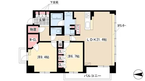 エスティメゾン白壁南【601号室】の間取り