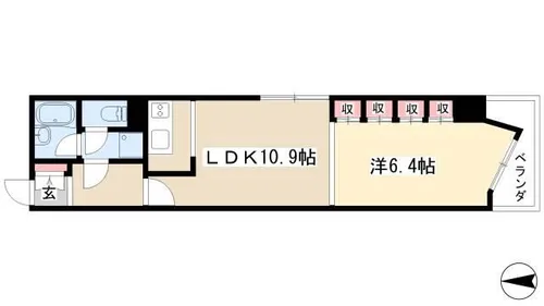 レインボー第2金山【604号室】の間取り