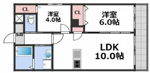 グランイニシオ都島【1階】の間取り