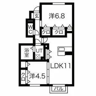 セジュール加佐 B棟【B-102号室】の間取り