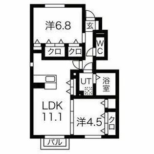 セジュール加佐 B棟【B-103号室】の間取り