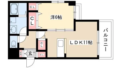 Wisteria【2B号室】の間取り
