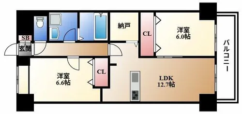 ハピネス車道【8階】の間取り