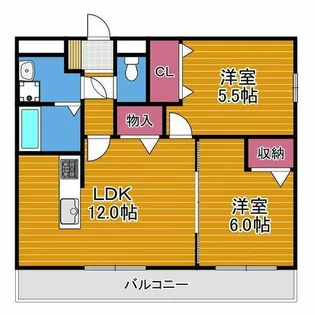 ステラウッド野中Ⅱ【1階】の間取り