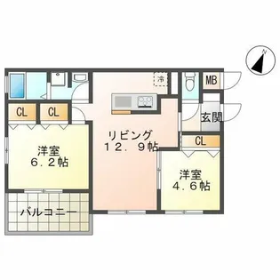 ブル・マリーノ衣掛【1階】の間取り