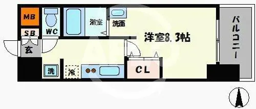 クレストコート難波サウス【6階】の間取り