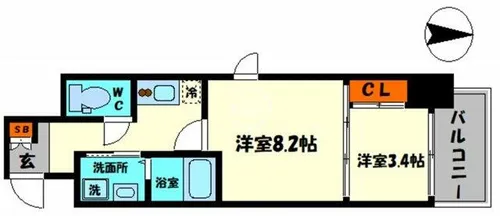 CAVANA本町【8階】の間取り