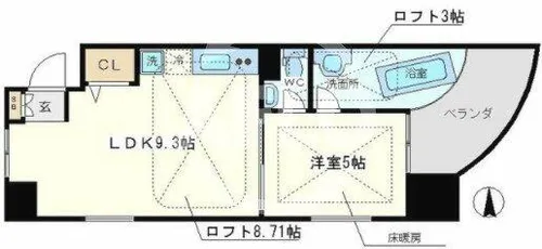 ゼウス難波クリスタル【10階】の間取り
