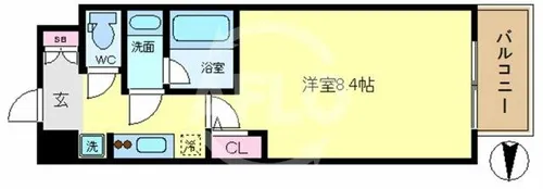 エグゼ難波南Ⅴ【4階】の間取り