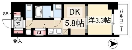 プレサンス ジェネ 新栄町駅前 葵【3階】の間取り