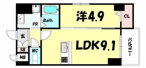 ラフェリシア海岸通り【10階】の間取り