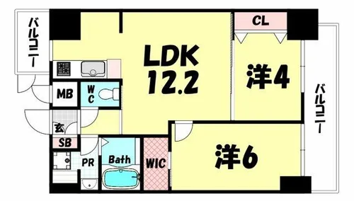 グルーブ新神戸Aria【6階】の間取り