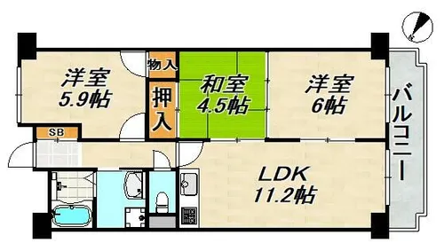 ベルダ鈴蘭台【7階】の間取り