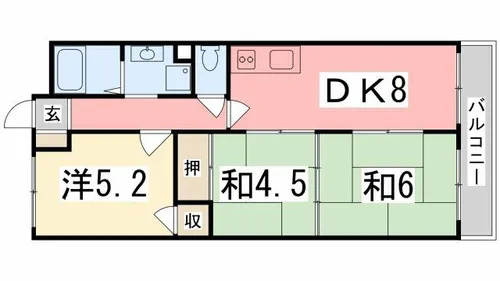 リゾティ英賀保【302号室】の間取り