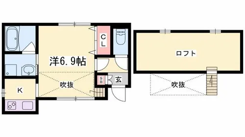 Iハイツ五軒邸【A105号室】の間取り