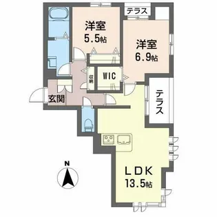 エトール南昭和【101号室】の間取り