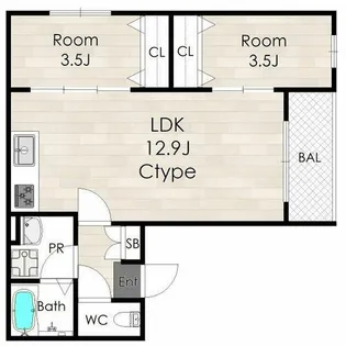 アバンティオ北花田【1階】の間取り