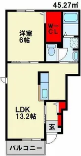 ハーバー・ハウス B棟【102号室】の間取り